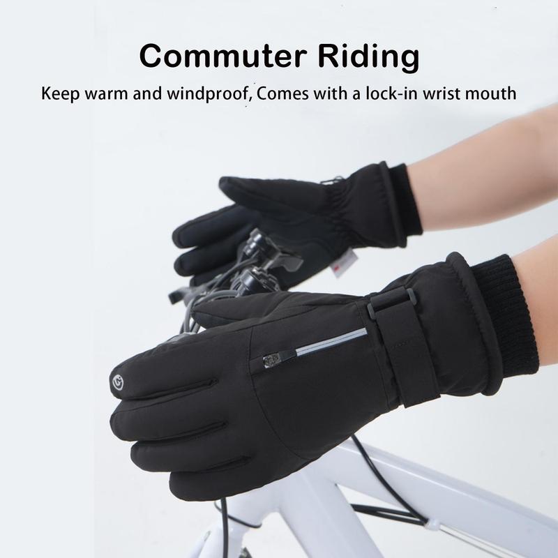 Winter Outdoor Sports Warm Gloves, 2 Counts Thickened Non-slip & Waterproof Touchscreen Gloves, Wrist Lengthened Wear-resistant Gloves for Fishing & Cycling