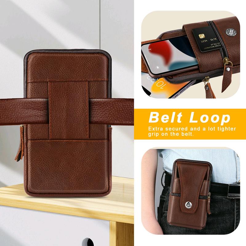 Cell Phone Waist Belt Holster Loop Pack Bag PU Leather Pouch Wallet