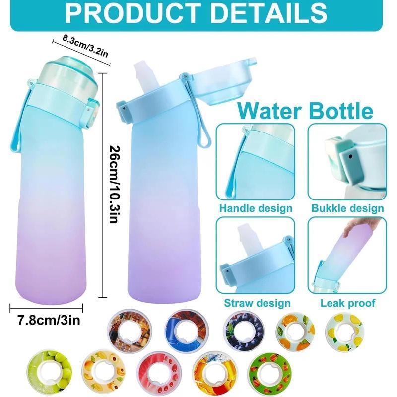 650ml Air Water Bottle with 7 Flavour Pods BPA Free,0 Sugar 0 Calorie Sports Water Bottles Drinking Cup for Fitness, Outdoor