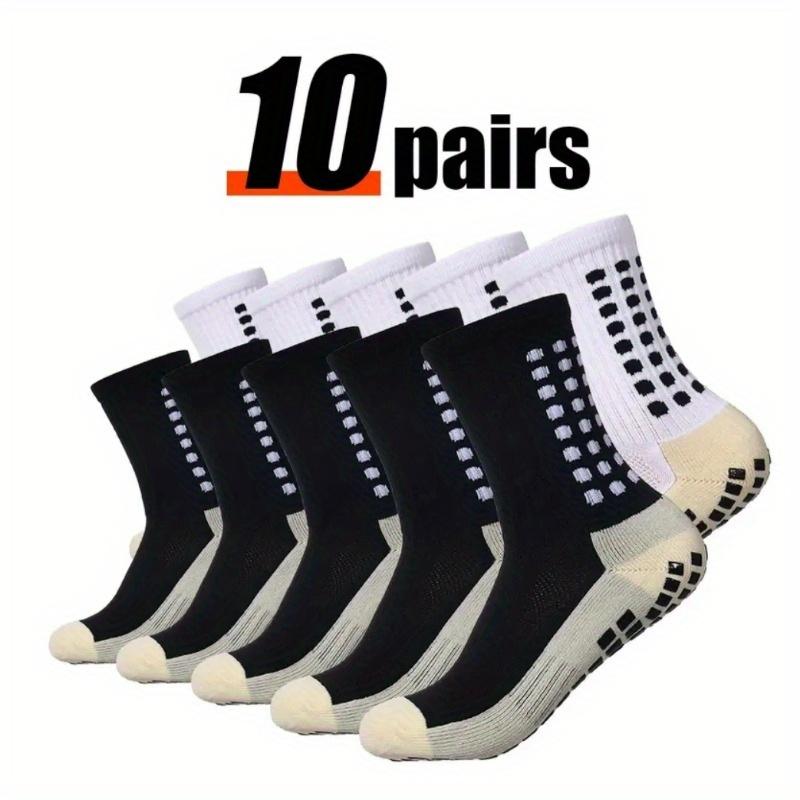 5 10 Pairs Unisex Athletic Socks, Non-Slip Grip Soccer Socks, Comfortable Breathable Sweat Absorbing Athletic Socks, Suitable for Outdoor Sports and Daily Wear