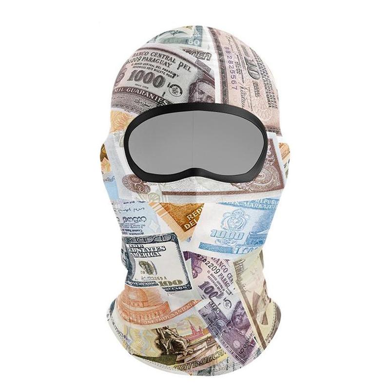 Dollar Pattern Balaclava Face Mask, Full Face Mask, Windproof Breathable Face Cover for Outdoor Skiing Cycling, Motorcycle Accessories