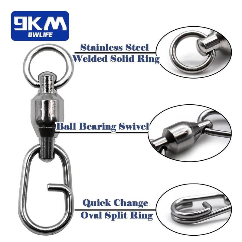 Stainless Steel Fishing Swivel Snap, 25pcs set Ball Bearing Swivel, Fishing Lure Connectors, Fishing Accessories for Outdoor Fishing, Christmas Gift