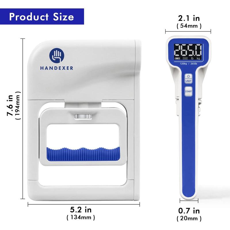 Grip Strength Tester 265lb 120kg, Digital Hand Dynamometer FDA Registered with Backlit LCD for Grip Strength Testing and Training