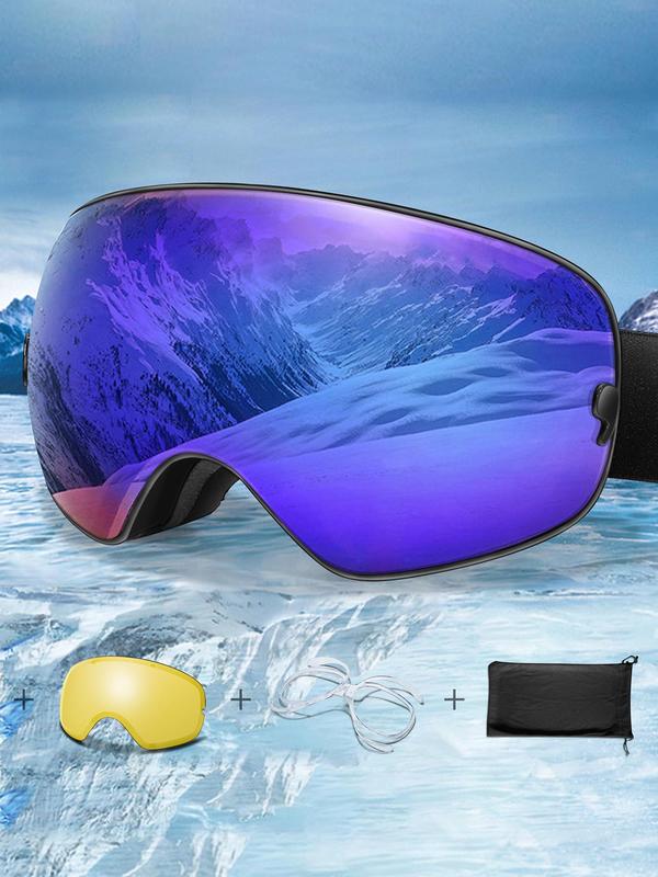 Unisex's Anti-fog Ski Goggles, Ski Goggles with Removable Lens & Storage Bag, Sporty Sunglasses for Skiing, Snowboarding, Snowmobile, Cycling