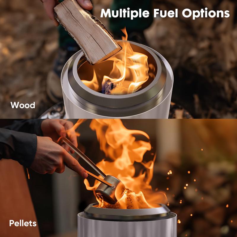 Sweet Furniture S Smokeless Fire Pit, 304 Stainless Steel Tabletop Firepit Wood Pellets Burning Fire Pits for Camping, Bonfire, Low Smoke Portable Firepits for Outdoor Patio Backyard