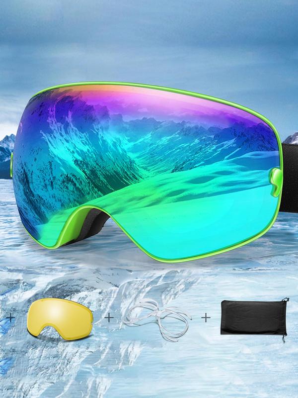 Unisex's Anti-fog Ski Goggles, Ski Goggles with Removable Lens & Storage Bag, Sporty Sunglasses for Skiing, Snowboarding, Snowmobile, Cycling