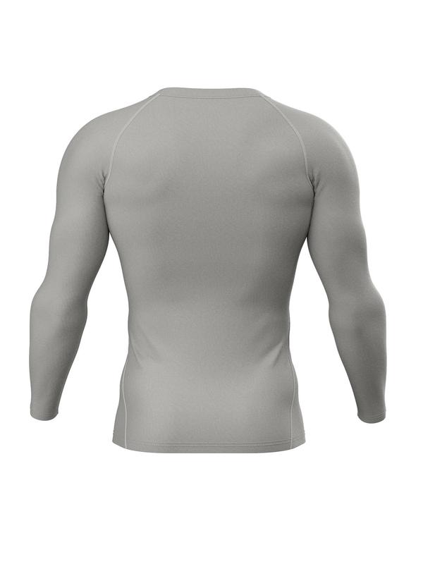 Men's Solid Color Round Neck Sports Tee, Quick Drying Breathable Long Sleeve Compression T-shirt for Running Basketball Football Training, Men's Sportswear for Spring & Fall