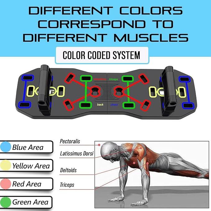 Push Up Board, Portable Multi-Function Foldable 10 in 1 Push Up Bar, Push up Handles for Floor