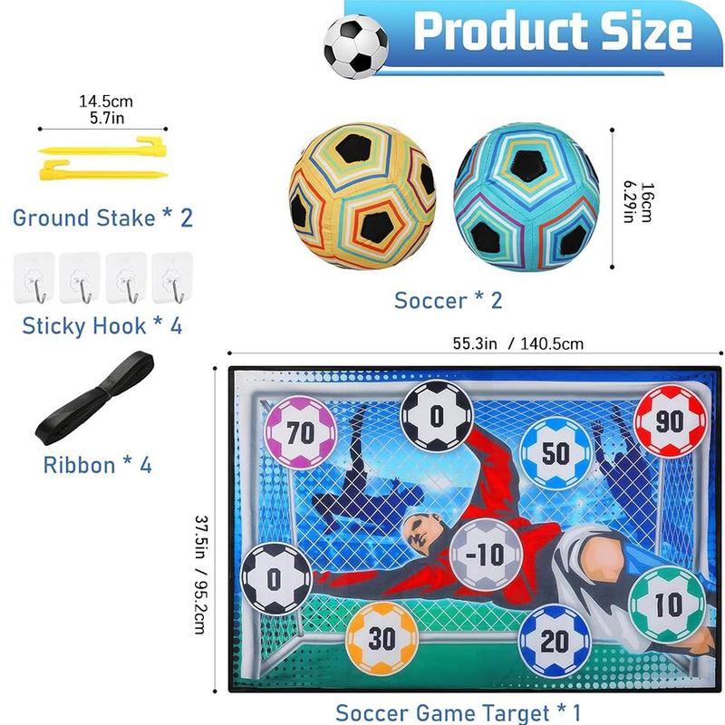 Soccer Game Kit, 1 Set Including 1 Soft and Safe Goalkeeper Style Fabric Soccer Ball with Scores, Ball, Cloth Band, Suitable for Indoor and Outdoor, Christmas Gift