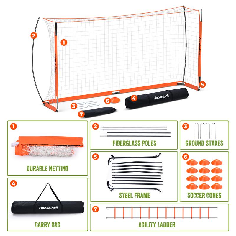 Haokelball Soccer Goal 12x6 ft Soccer Net for Backyard Portable Soccer Goals Quick Setup