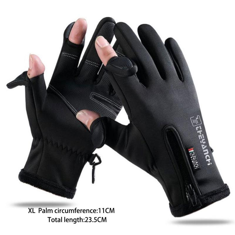 Winter Fishing Gloves 2 Finger Flip Waterproof Windproof Cycling Angling Gloves