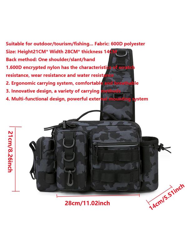 Unisex's Camo Pattern Sling Bag, Multi-functional Waterproof Large Capacity Tool Crossbody Bag, Travel Essentials, Gym Bag, Tackle Bag for Summer Fishing Camping Hiking Travelling, Gym Bag