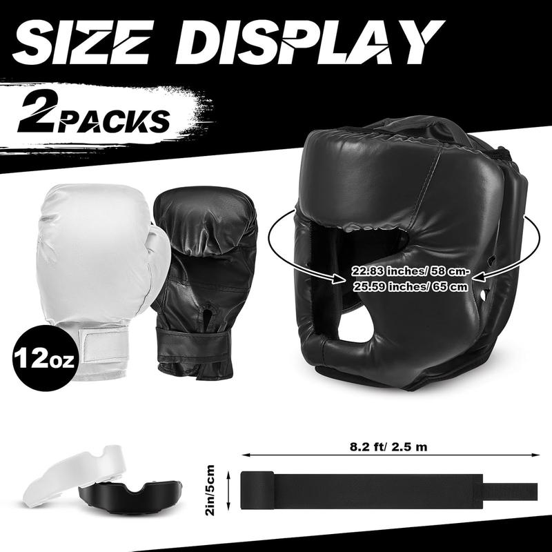 Hamoluxi  14 Pcs Boxing Set Including 2 Pair of 16 oz Boxing Gloves Headgear Helmet Boxing Hand Wraps Sport Mouth Guards