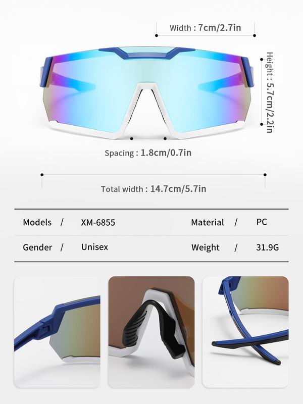 Unisex Colorblock Windproof Sports Sunglasses, Sandproof UV Protection Sports Goggles, Sports Eyewear for Men & Women