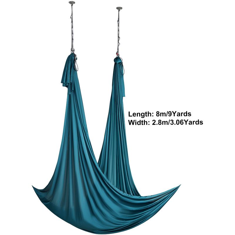 VEVOR Aerial Silk & Yoga Swing, 8.7 Yards, Aerial Yoga Hammock Kit with 100gsm Nylon Fabric, Full Rigging Hardware & Easy Set-up Guide, Antigravity Flying for All Levels Fitness Bodybuilding, Green