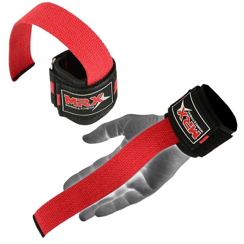 MRX Weight Lifting Bar Straps With Wrist Wraps Heavy Duty Bodybuilding Workout Gym Strap red universal sports wristbands