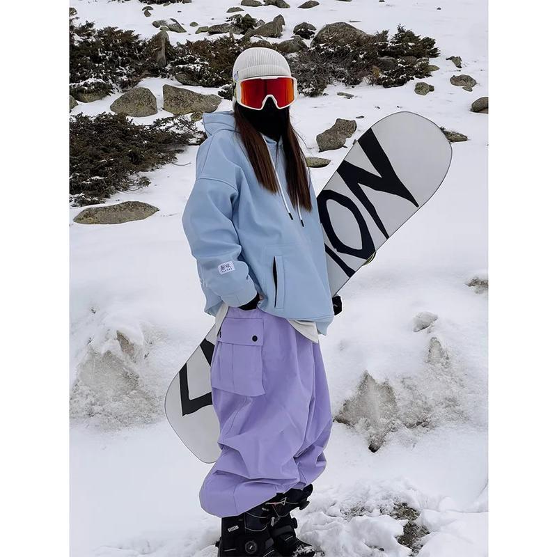 New Women Outdoor Windproof Waterproof Warm Violet Color Snow Trousers Oversize Ski Pants Winter Ski Snowboard Pants Cargo Pants