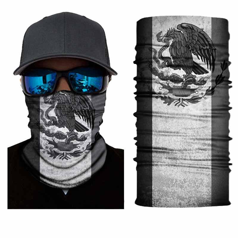 5PCS Skull Face Scarf Tube Bandana Headband Headwear for Motorcycle Riding Biker: Skeleton Mexico Flag Neck Gaiter Scarf