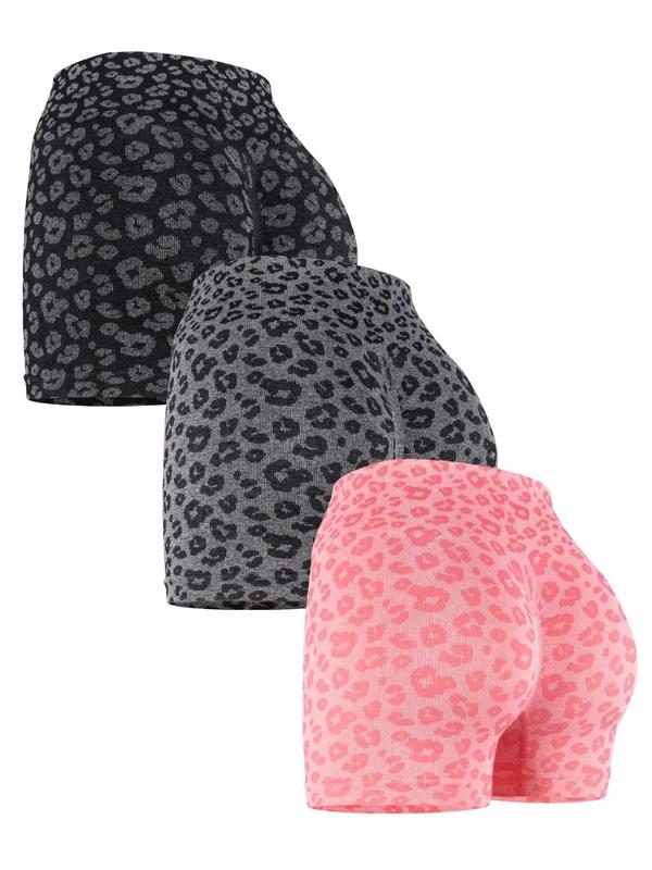Women's Leopard Print High Waist Sports Gym Shorts, Breathable Comfortable Skinny Shorts for Yoga Running, Ladies Sportswear for Indoor Outdoor Wear