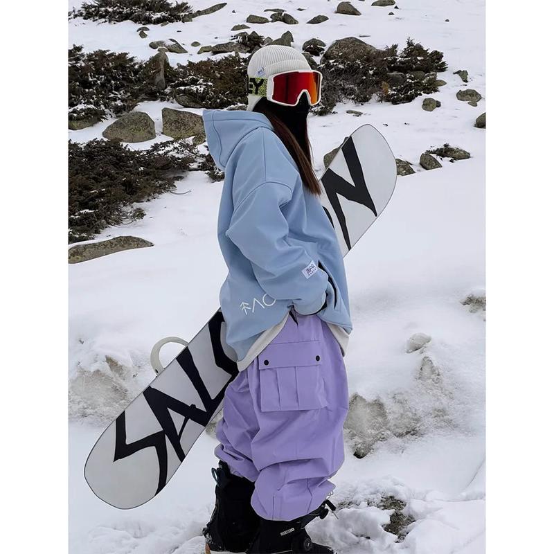 New Women Outdoor Windproof Waterproof Warm Violet Color Snow Trousers Oversize Ski Pants Winter Ski Snowboard Pants Cargo Pants