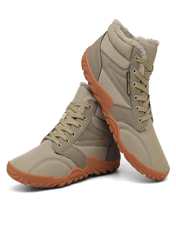 Men's Sporty Lace Up Hiking Boots, Casual Comfortable Warm Thermal Lined Outdoor Boots, Non-slip & Wear-resistant Sports Shoes for Outdoor Activities