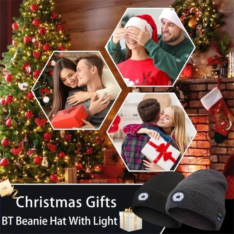 Bluetooth Beanie with LED Headlight and Removable Speakers, USB Rechargeable Knit warm winter Hat balaclava Hat for Music and Calling, sport,outdoor,Perfect for Christmas, Birthday, New year Gfit Year Gift