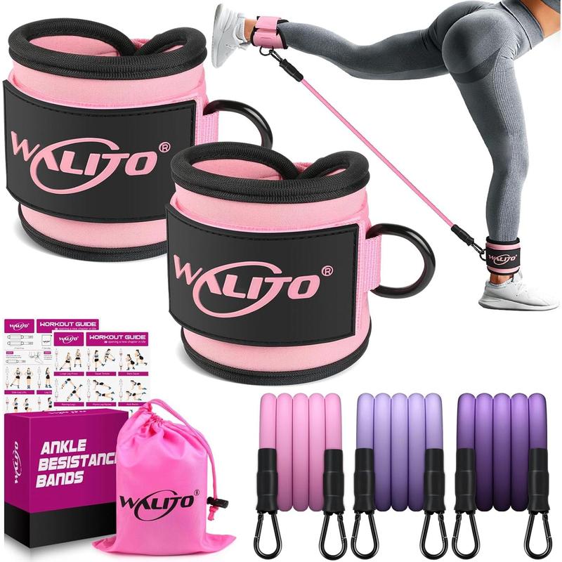 WALITO Ankle Resistance Bands with Cuffs, Ankle Bands for Working Out, Ankle Straps for Women, Exercise Bands for Legs and Butt, Booty Workout Equipment for Kickbacks Hip Fitness Training