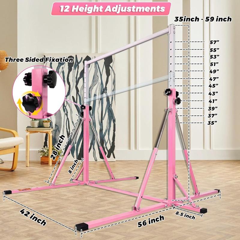 Gymnastics Bar,Horizontal bar,Adjustable Training Gymnastics bar,Triangle Stable Structure Gym Equipment for Home