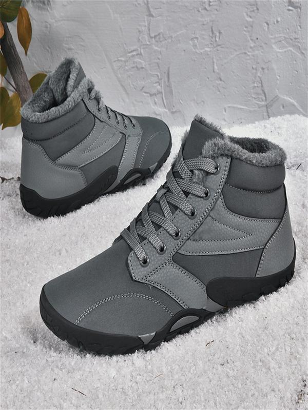 Men's Sporty Lace Up Hiking Boots, Casual Comfortable Warm Thermal Lined Outdoor Boots, Non-slip & Wear-resistant Sports Shoes for Outdoor Activities