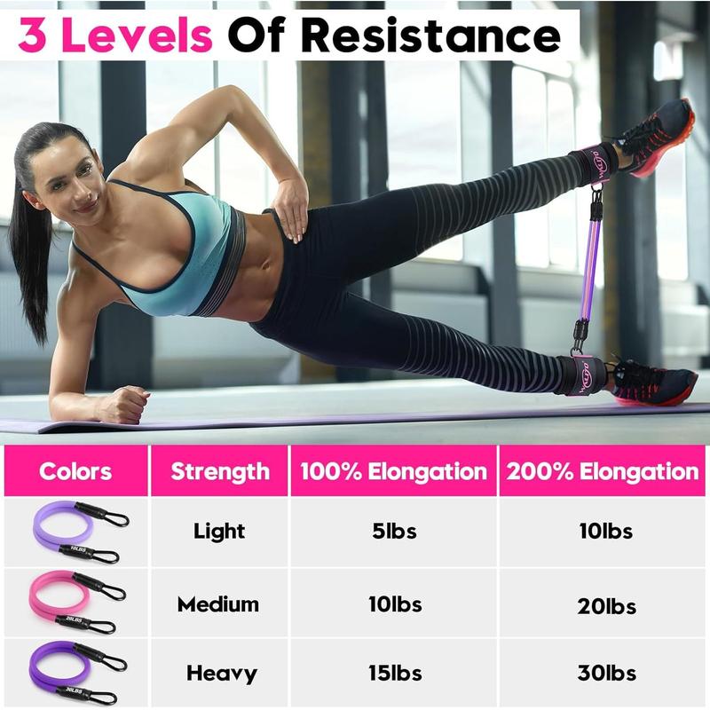 WALITO Ankle Resistance Bands with Cuffs, Ankle Bands for Working Out, Ankle Straps for Women, Exercise Bands for Legs and Butt, Booty Workout Equipment for Kickbacks Hip Fitness Training