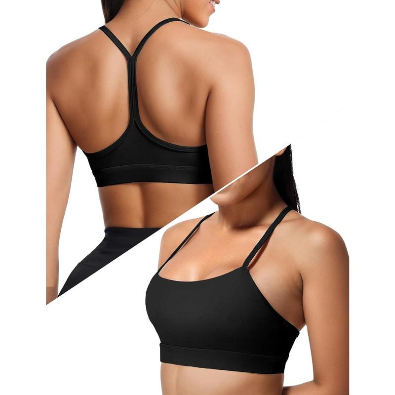 Y Back Sports Bra for Women, Low Impact Padded Racerback Spaghetti Strap Bras, Womens Workout Yoga Gym Tops