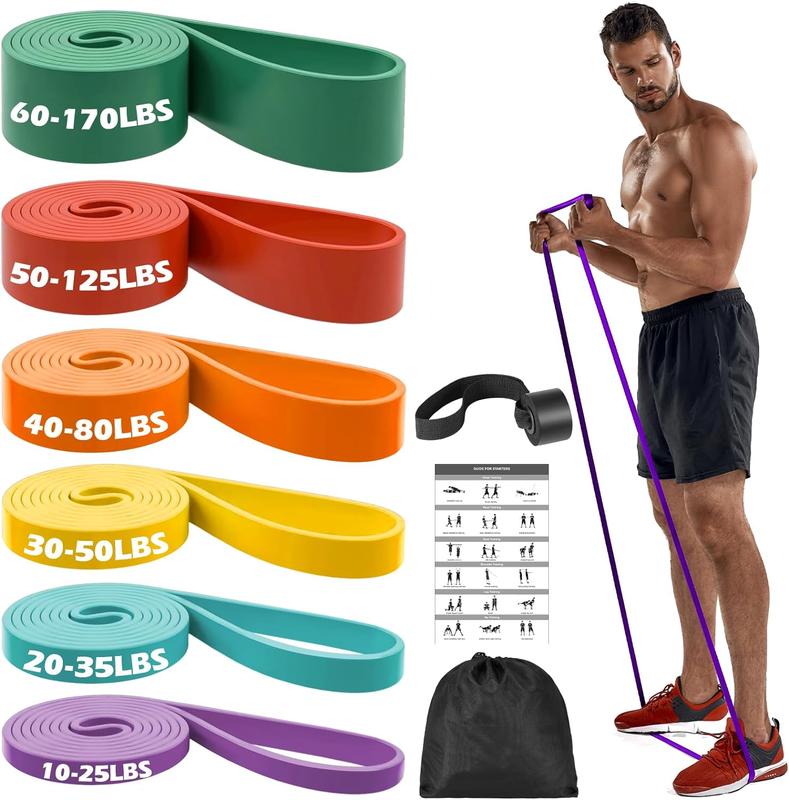 Resistance Bands, 6 Resistance Levels Pull Up Assistance Bands,  Heavy Duty Resistance Band Set with Door Anchor, for Working Out, Muscle Training, Physical Therapy, Yoga Pilates, Best Christmas Gifts for Men