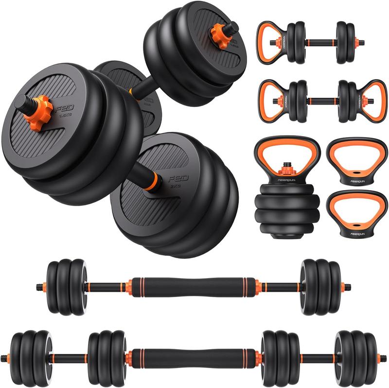 FEIERDUN Adjustable Dumbbells, 20 30 50 70 lbs Free Weight Set with Connector, 4 in 1 Dumbbells Set Used as Barbell, Kettlebells, Push up Stand,  Versatile Weight Set for Home Gym Suitable Men Women