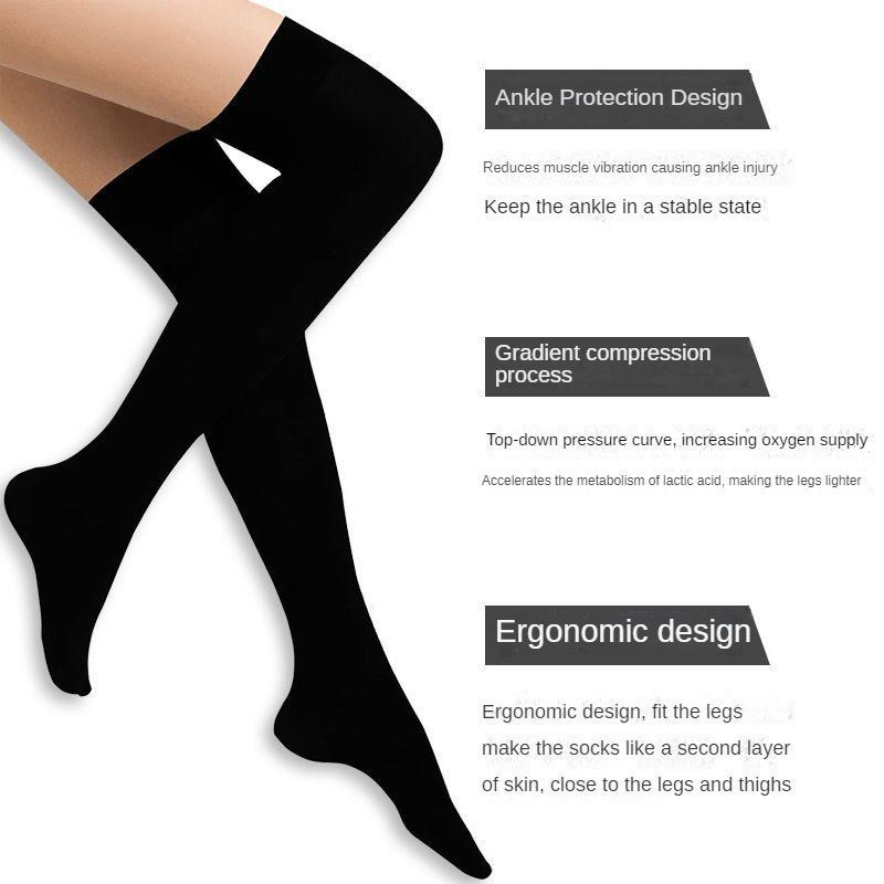 Thigh High Compression Socks, 3 Pairs Unisex Running Socks, Sports Socks for Running, Travel, Cycling, Hiking, Running Socks for Women & Men, Christmas Gift