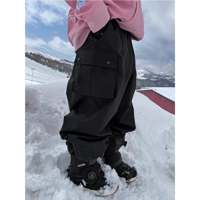 New Women Outdoor Windproof Waterproof Warm Violet Color Snow Trousers Oversize Ski Pants Winter Ski Snowboard Pants Cargo Pants