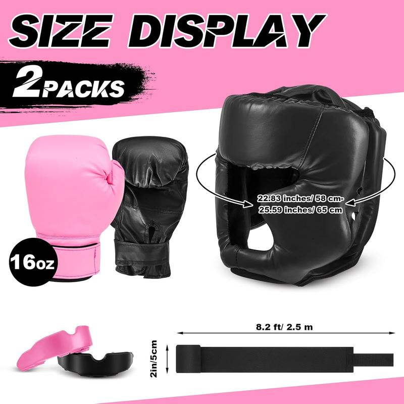 Hamoluxi  14 Pcs Boxing Set Including 2 Pair of 16 oz Boxing Gloves Headgear Helmet Boxing Hand Wraps Sport Mouth Guards