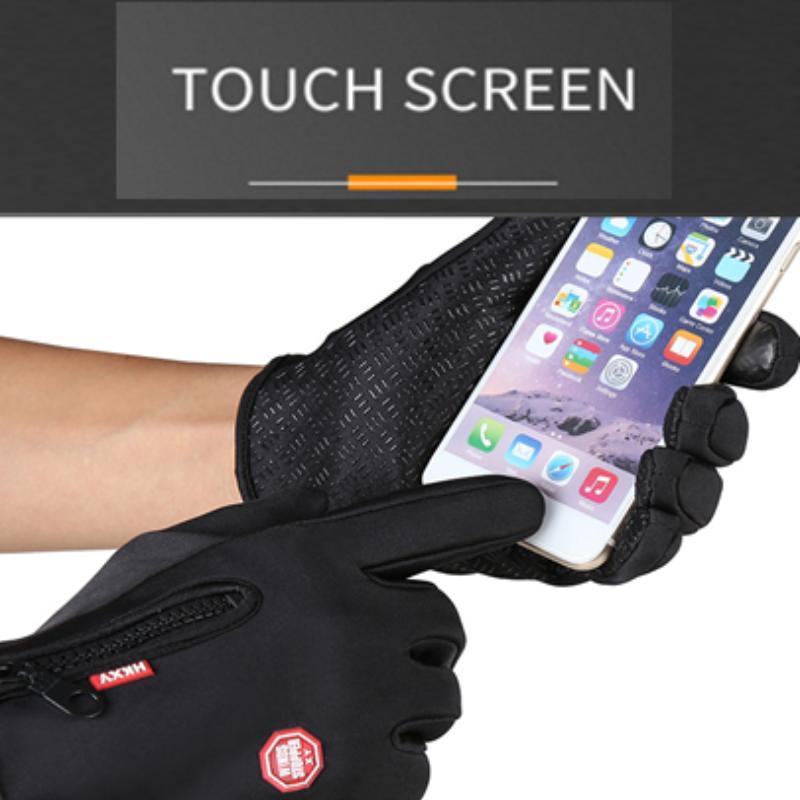 Winter Warm Gloves, 1 Pair Waterproof & Windproof Touch Screen Gloves, Outdoor Cycling Gloves, Warm Plush Lining Gloves for Fishing, Holiday Gift