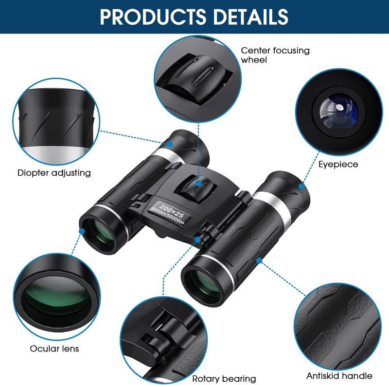 200x25 Compact Binoculars for Adults and , High Powered Mini Pocket Binoculars, Waterproof Small Binoculars for Bird Watching, Hunting, Concert, Theater, Opera, Traveling, Sightseeing