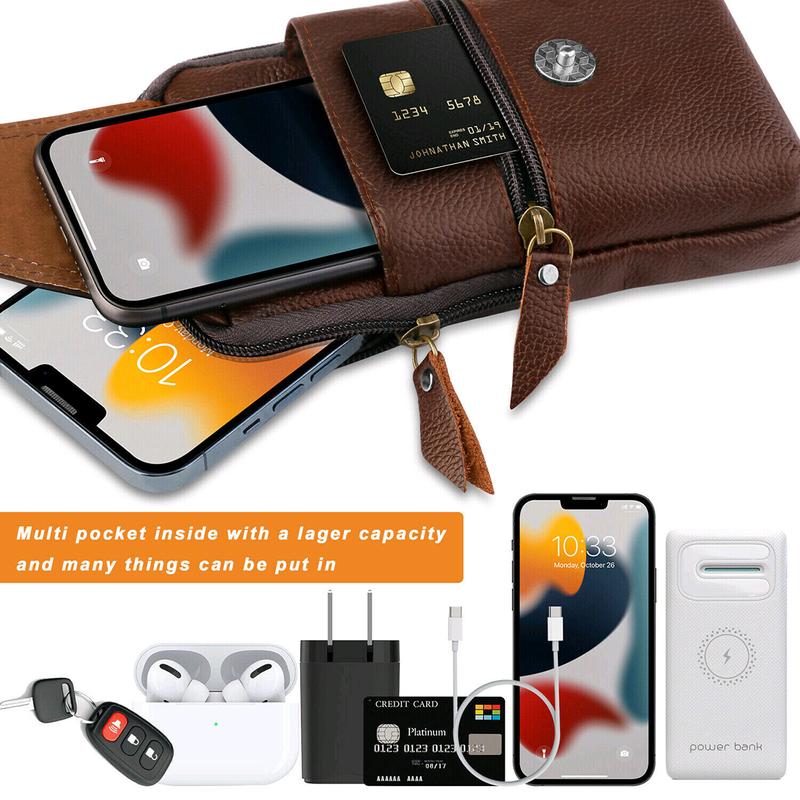 Cell Phone Waist Belt Holster Loop Pack Bag PU Leather Pouch Wallet