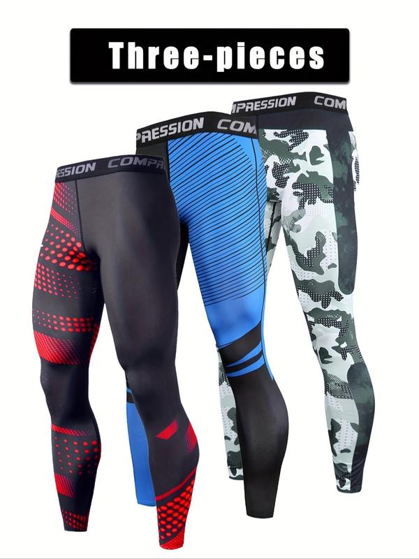 Men's Camo Print Compression Sports Leggings, Quick Drying Breathable Comfortable Skinny Pants, Men's Sportswear Clothing for Indoor Outdoor Wear