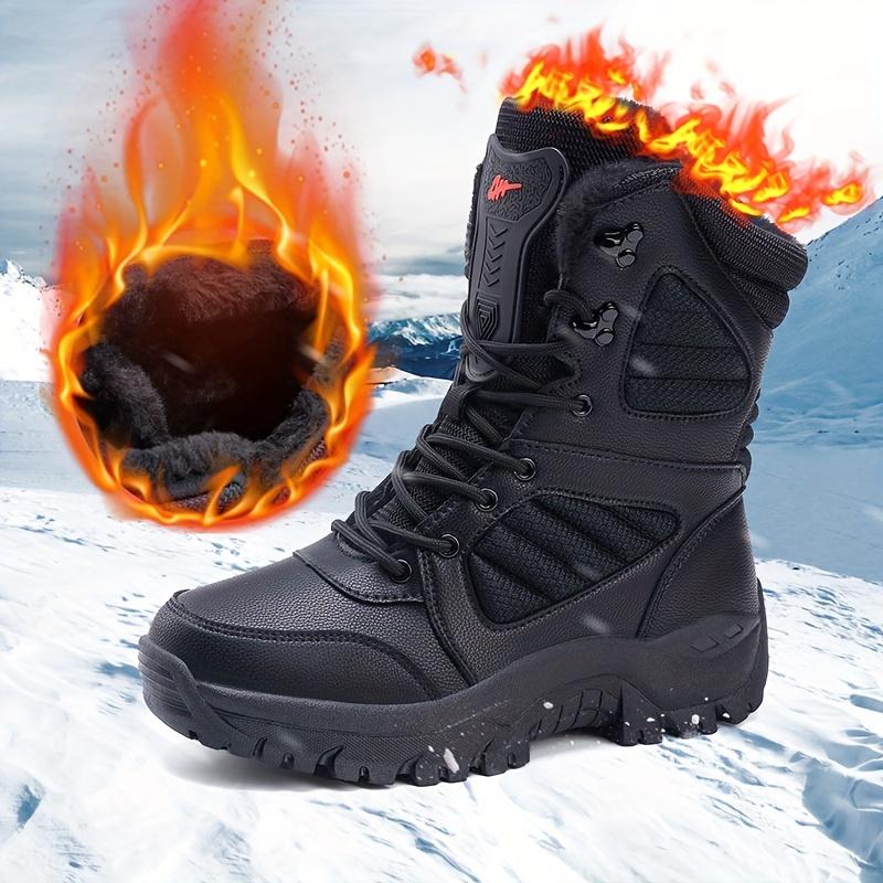 Warm Plush Lining Men's High-top Boots, Wear Resistant Outdoor Boots For Hiking And Climbing