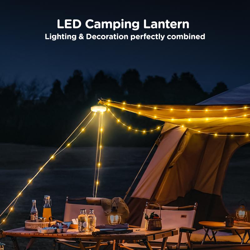 Camping String Lights, 4 in 1 USB Rechargeable Outdoor String light with 8 Lighting Modes for Camping, Hiking, Holiday Christmas Decoration