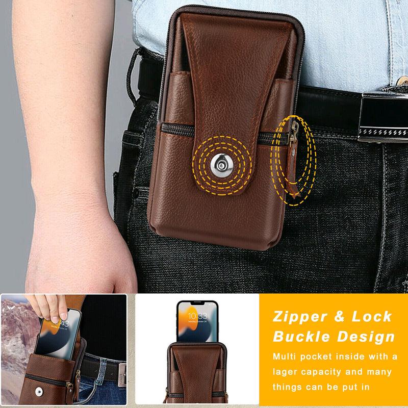 Cell Phone Waist Belt Holster Loop Pack Bag PU Leather Pouch Wallet