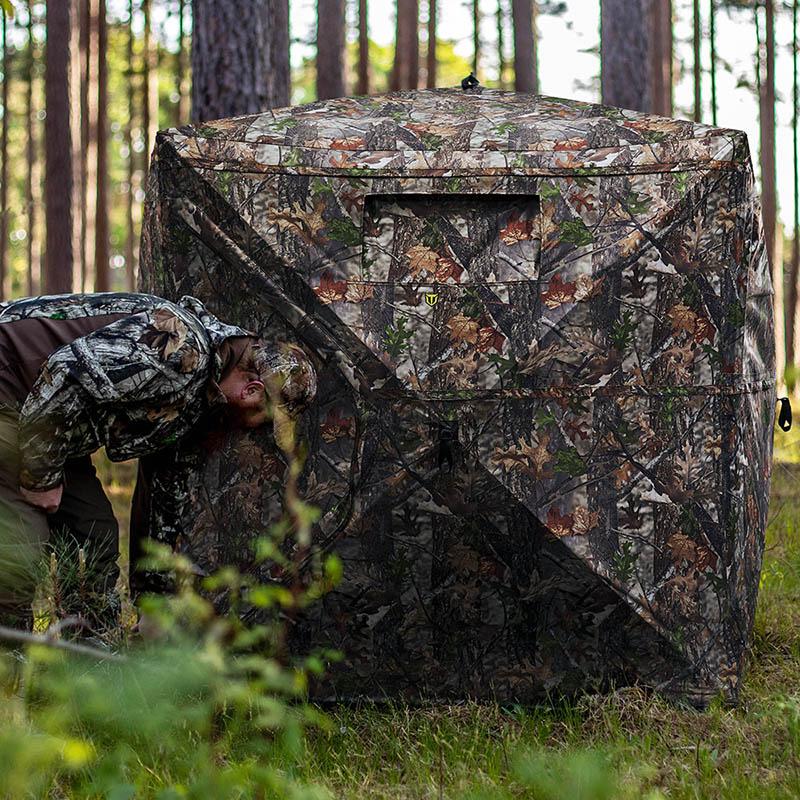 TIDEWE Hunting Blind See Through with Carrying Bag, 2-3 Person Pop Up Ground Blinds 270 Degree, Portable Resilient Hunting Tent for Deer & Turkey Hunting