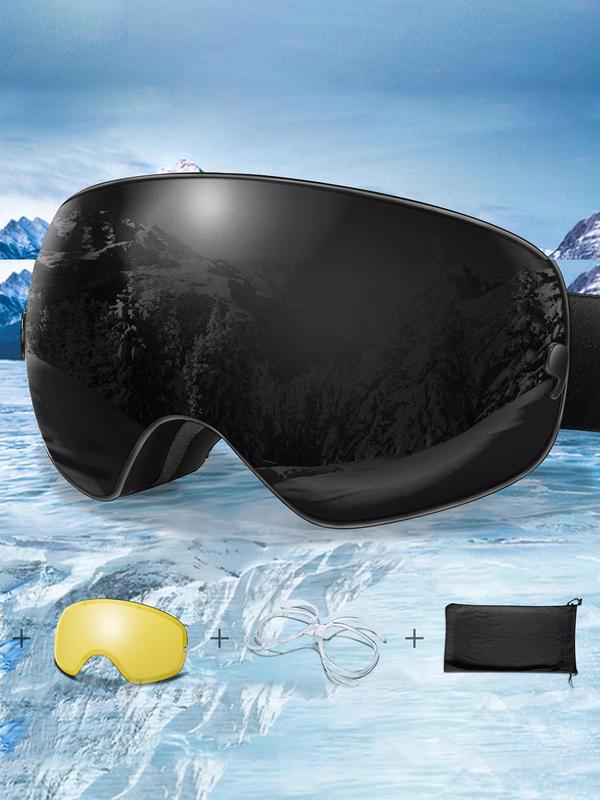 Unisex's Anti-fog Ski Goggles, Ski Goggles with Removable Lens & Storage Bag, Sporty Sunglasses for Skiing, Snowboarding, Snowmobile, Cycling