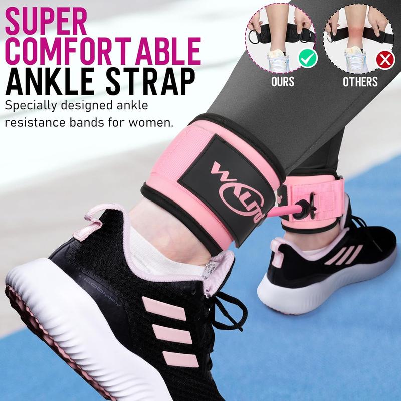 WALITO Ankle Resistance Bands with Cuffs, Ankle Bands for Working Out, Ankle Straps for Women, Exercise Bands for Legs and Butt, Booty Workout Equipment for Kickbacks Hip Fitness Training