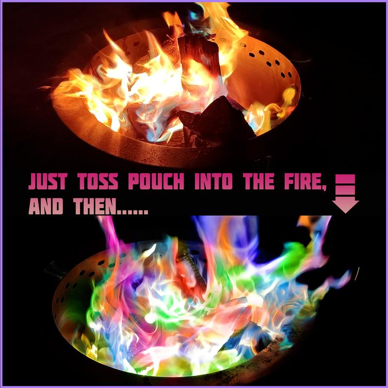 HGD Magical Flames Fire Color Changing Packets for Campfires, Fire Pit, Outdoor Fireplaces - Camping Essentials for Kids & Adults