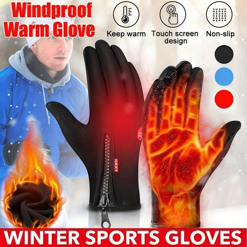 Winter Warm Gloves, Men's and Women's Outdoor Cycling Gloves, Warm Plush Lining for Sports, Fishing, Autumn Travel, Waterproof, Windproof and Non-slip Touch Screen Gloves