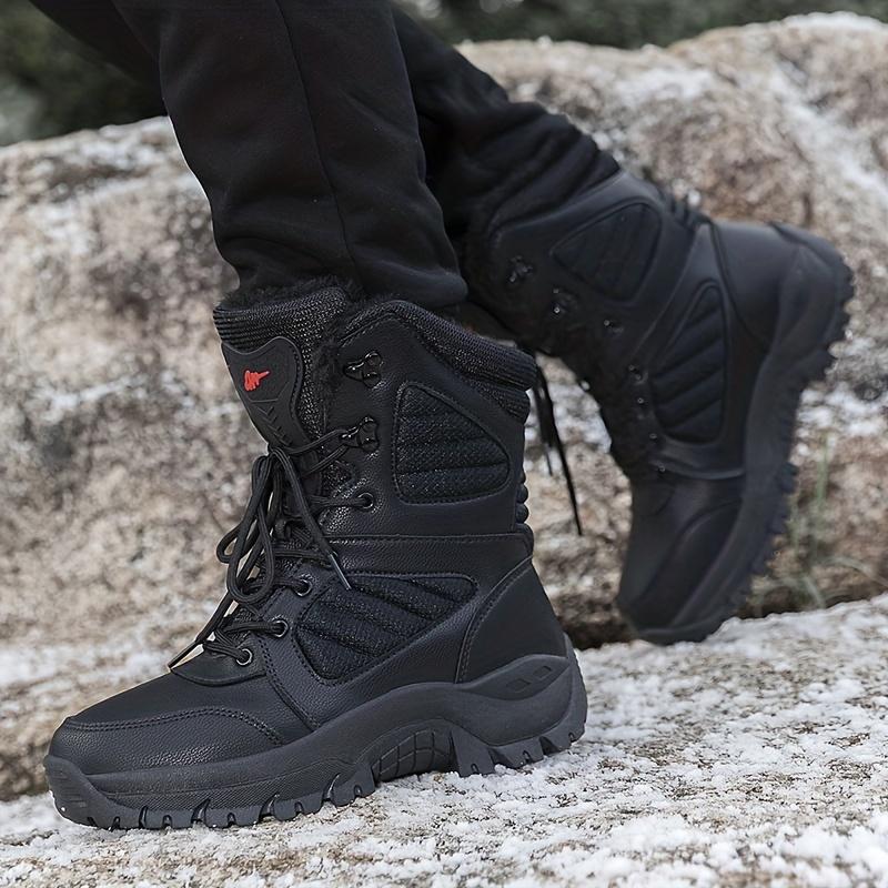 Warm Plush Lining Men's High-top Boots, Wear Resistant Outdoor Boots For Hiking And Climbing