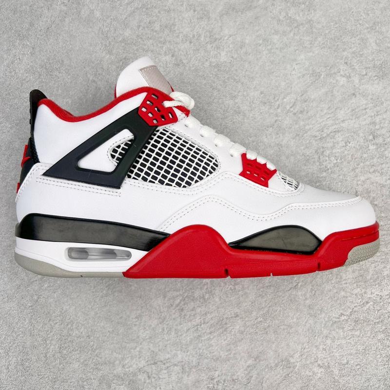 Jordan 4 explosive red and white contrasting fashion classic high top cushioned sports basketball shoes